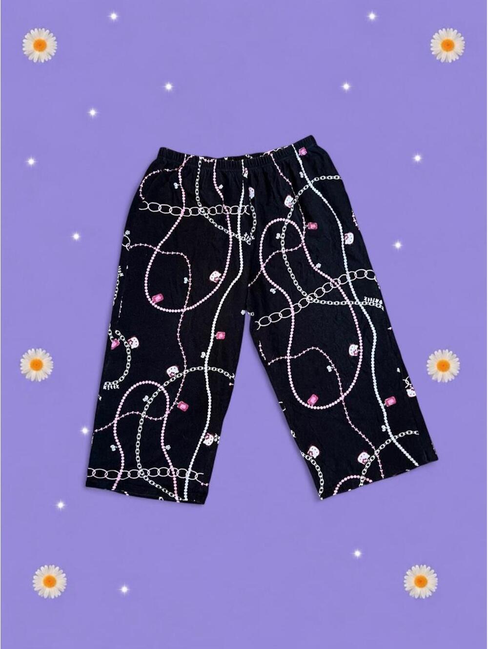 Vintage Y2K Hello Kitty Sanrio McBling Pajama Lounge Capri Pants size XL
